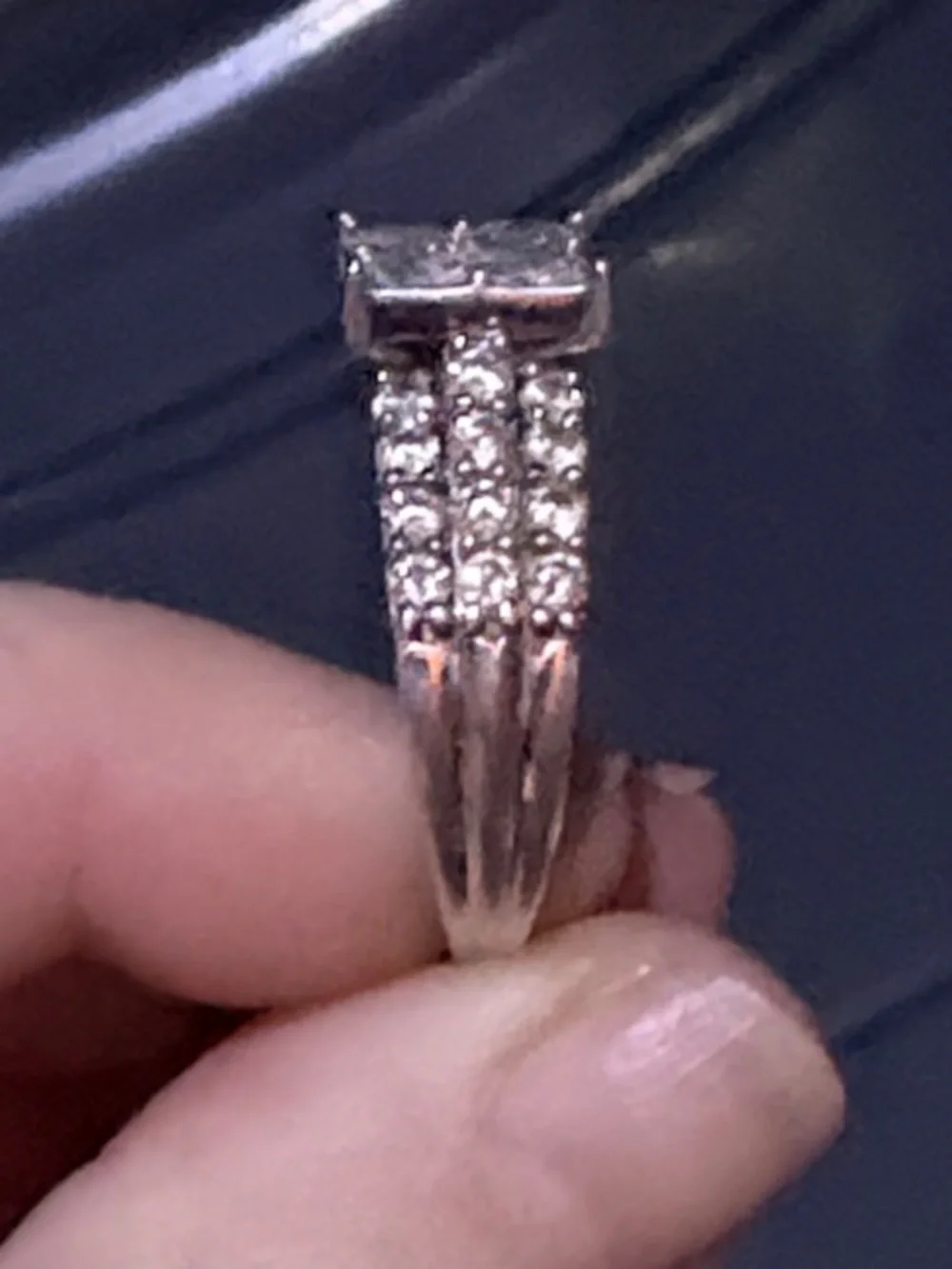 JTV Sterling Silver Square Cut Ring Size 9